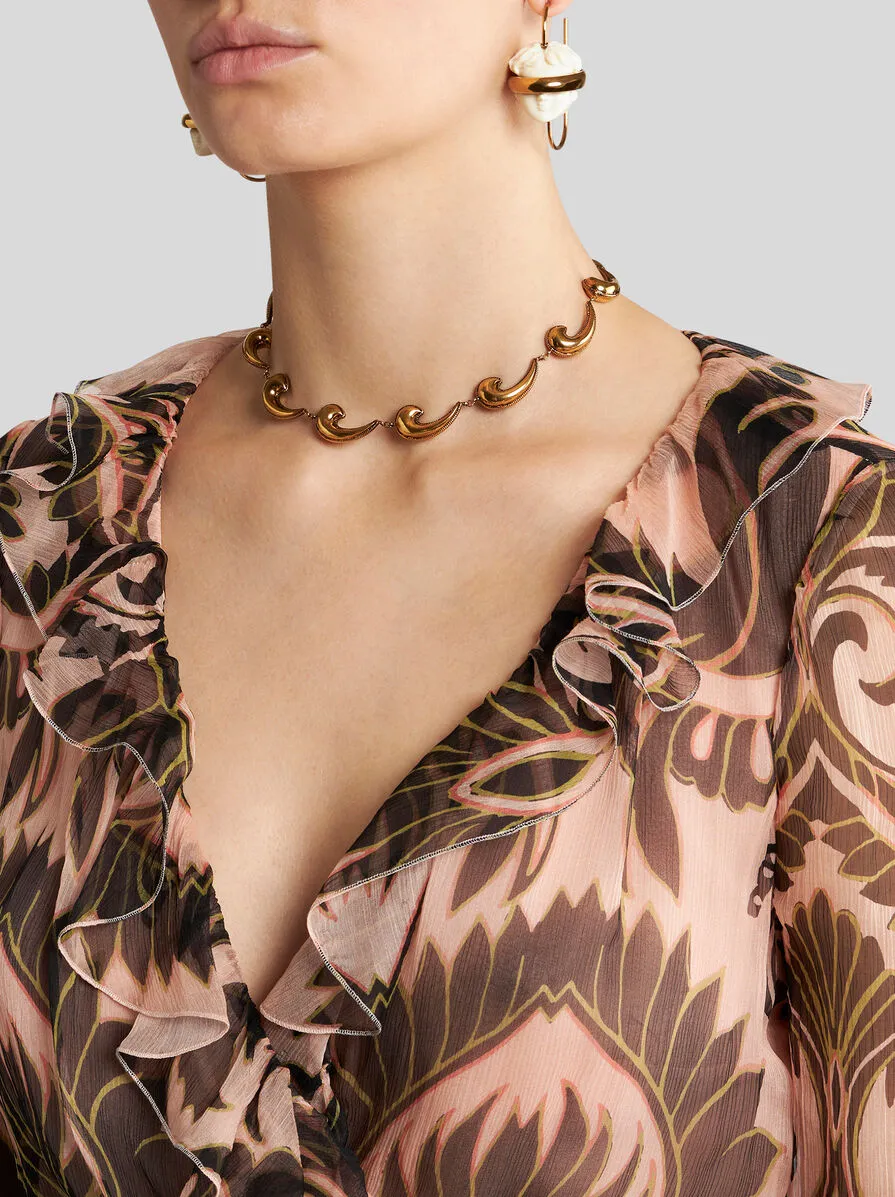 Graphic-Printed Ruffled Detailed Midi Dress