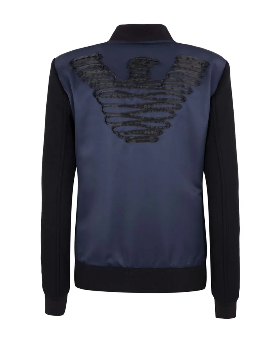 Navy Blue Spliced Casual Jacket