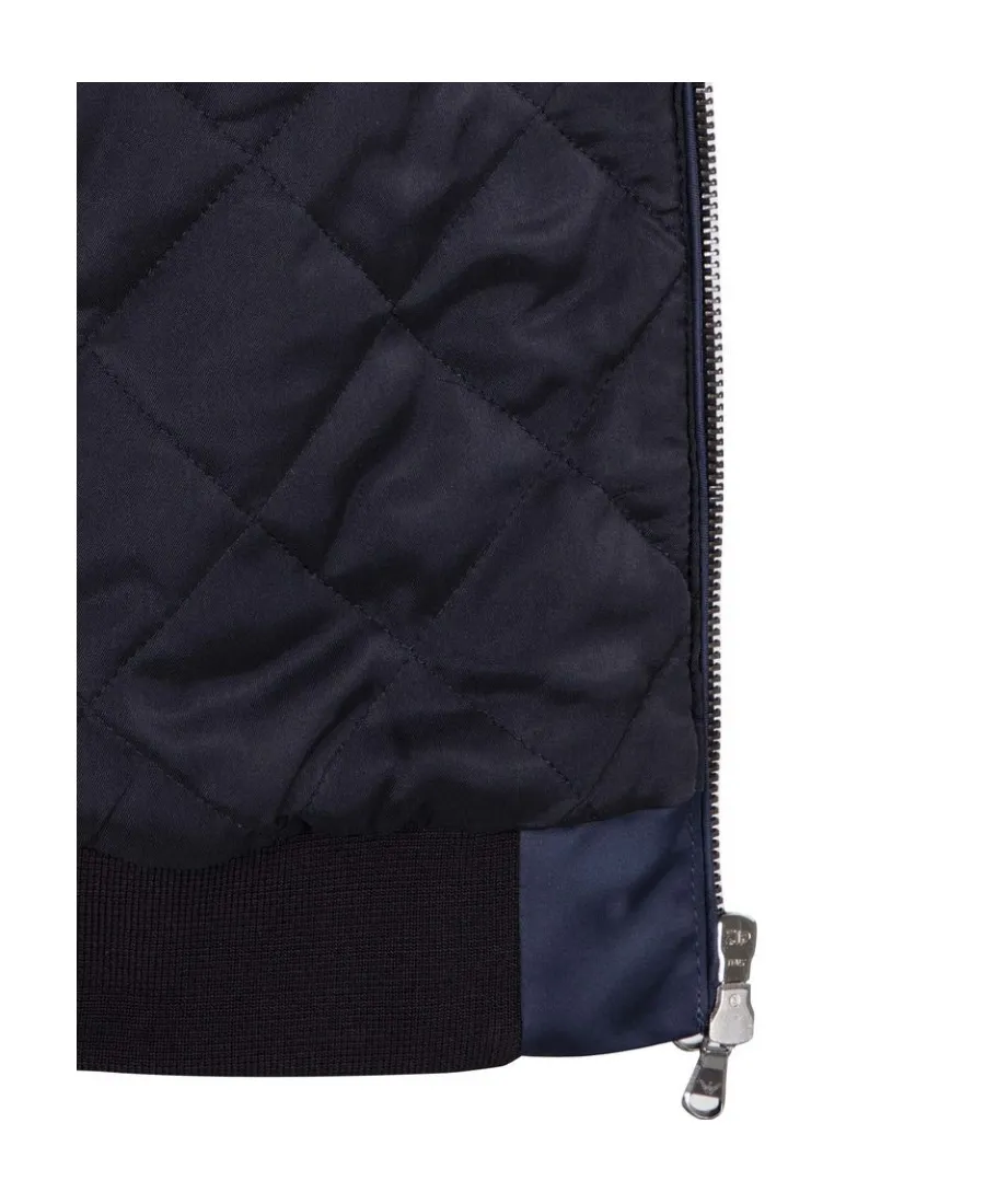 Navy Blue Spliced Casual Jacket
