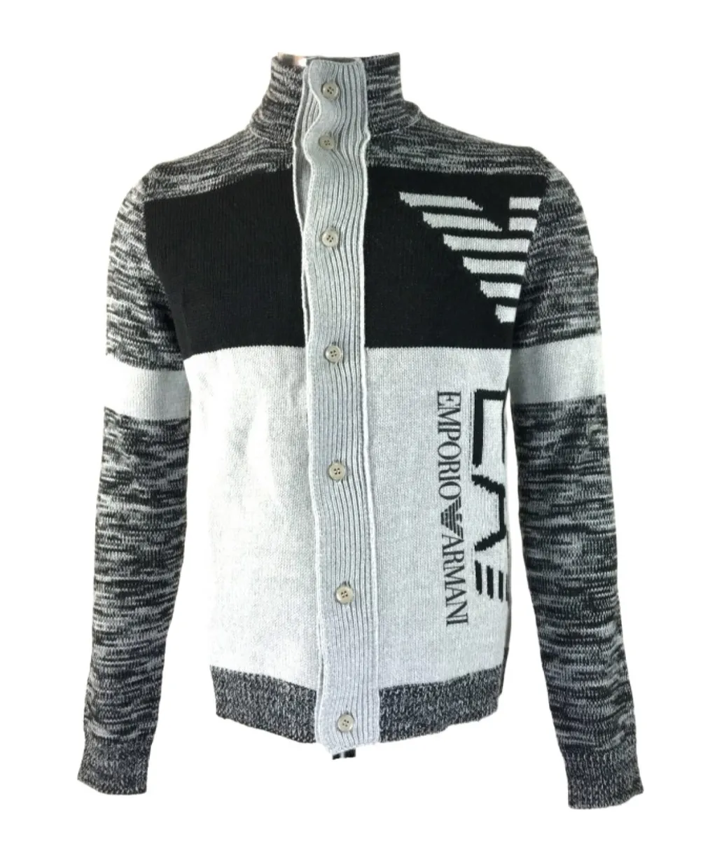 Single-Breasted Stand-Neck Knitted Sweater