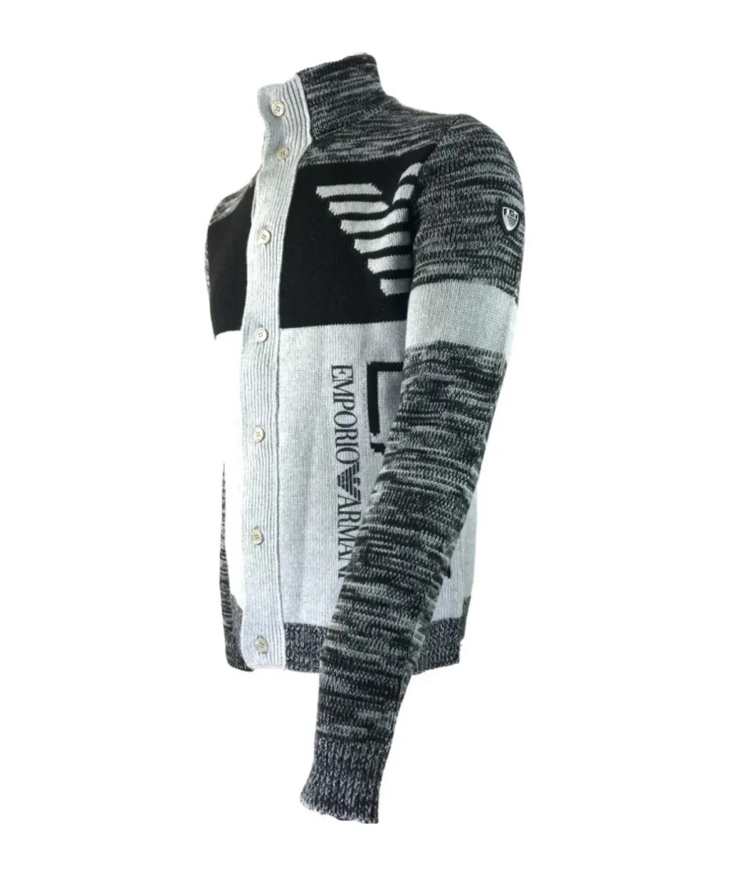 Single-Breasted Stand-Neck Knitted Sweater