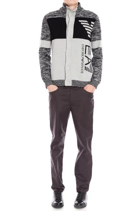 Single-Breasted Stand-Neck Knitted Sweater