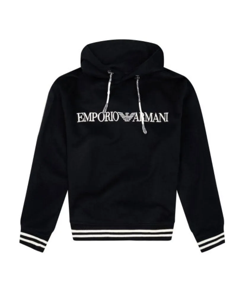 Dark Blue Logo Detail Hoodie
