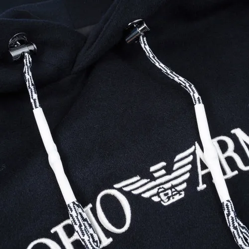 Dark Blue Logo Detail Hoodie