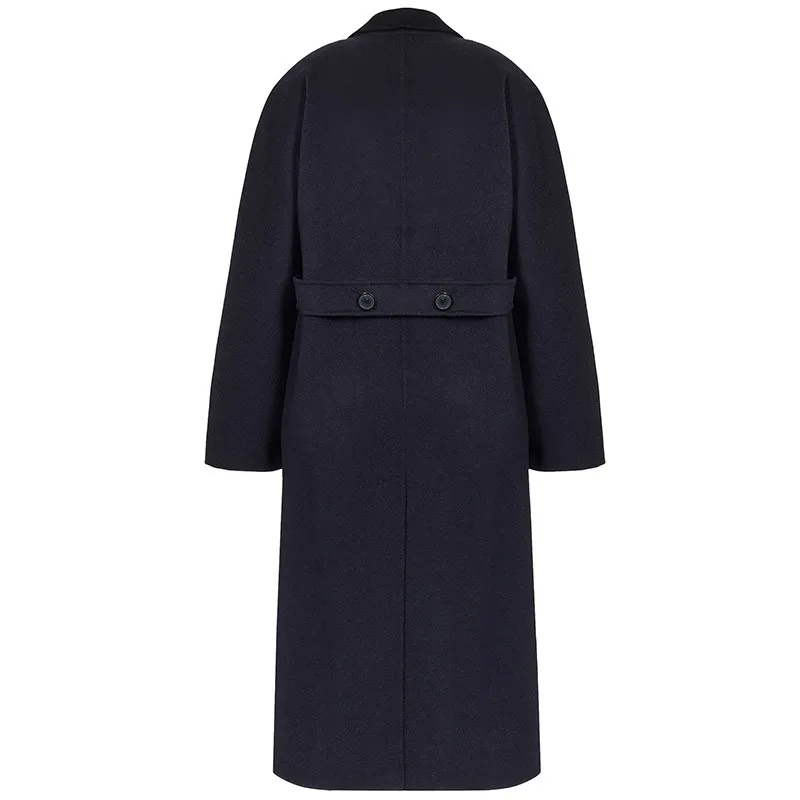 Navy Blue Lapel Coat