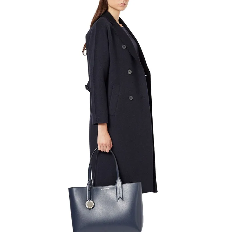 Navy Blue Lapel Coat