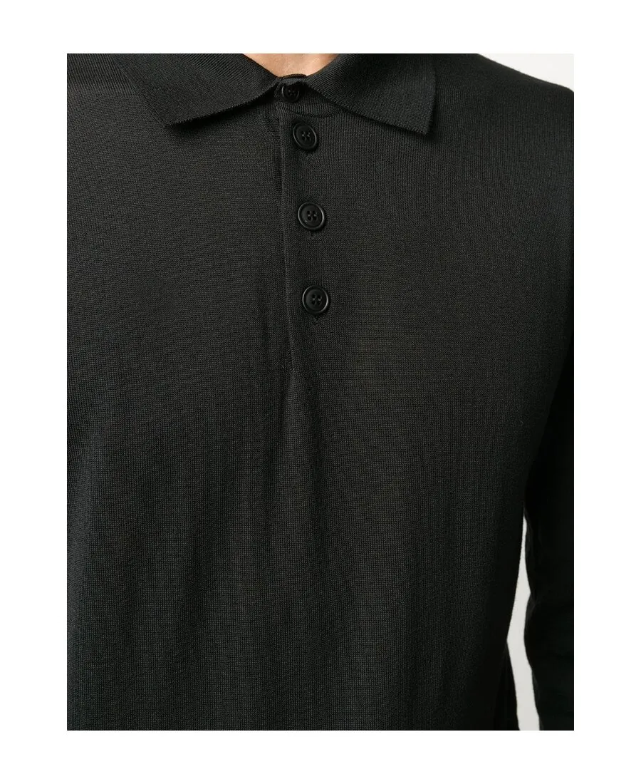 Long-Sleeved Knitted Polo Shirt