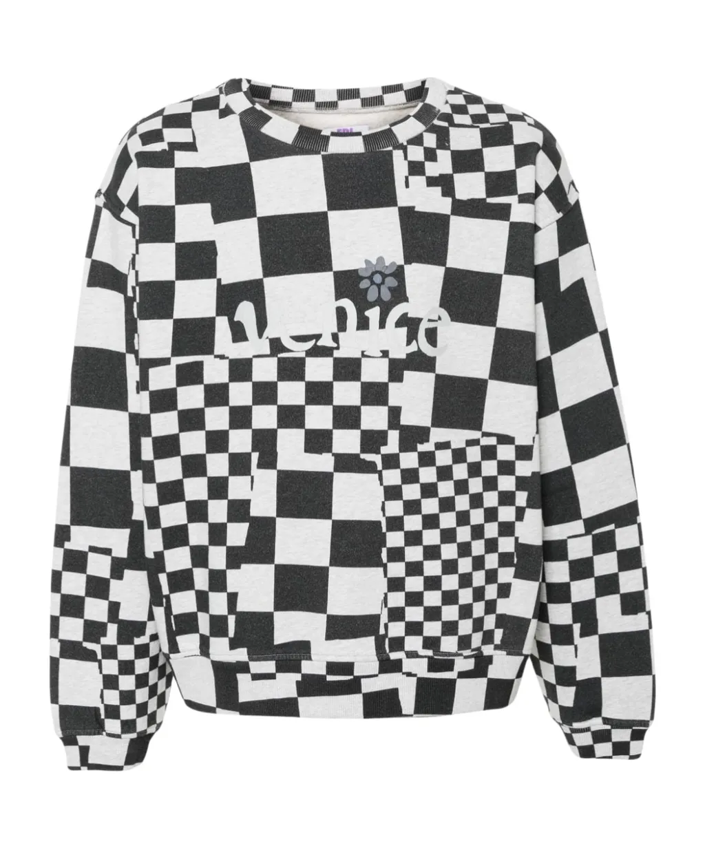 Checkerboard Crew Neck Sweater