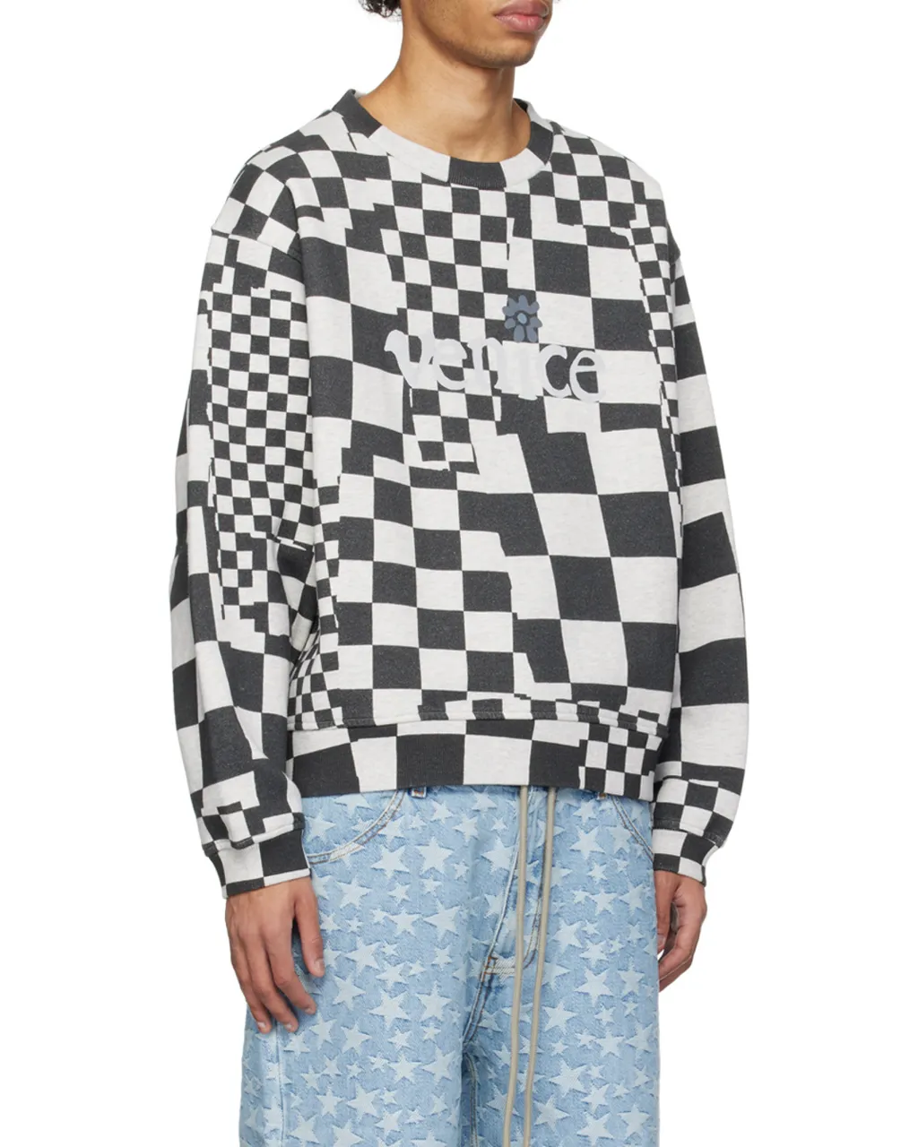 Checkerboard Crew Neck Sweater