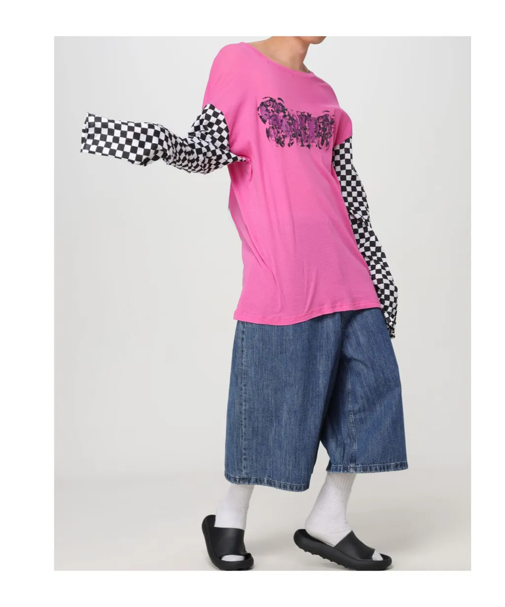 Checkered Sleeve T-Shirt