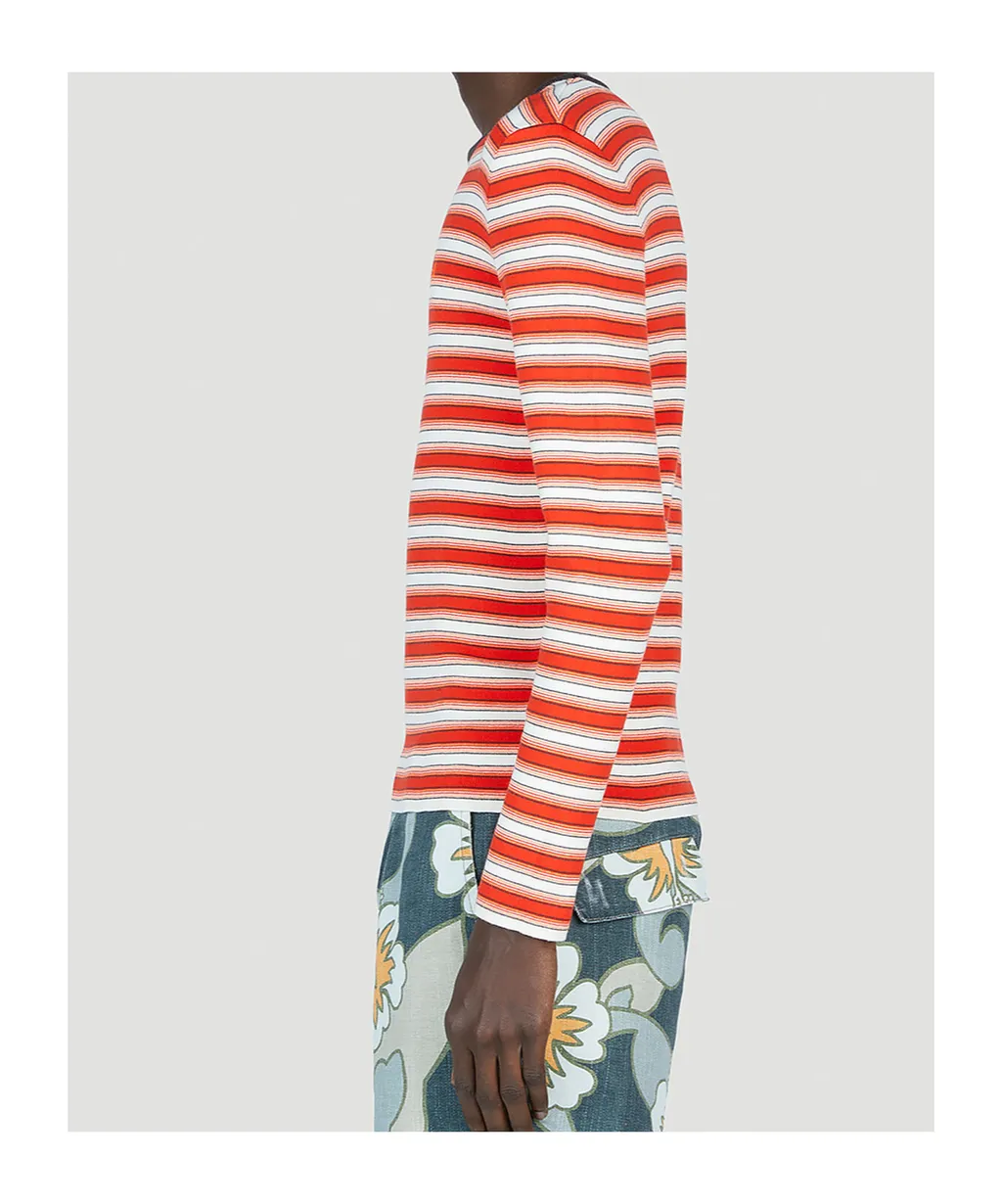Logo Embroidered Striped Crewneck Jumper
