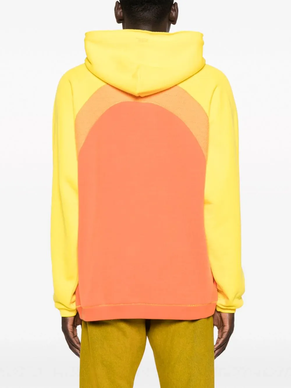 Rainbow Knit-Panelled Drawstring Hoodie