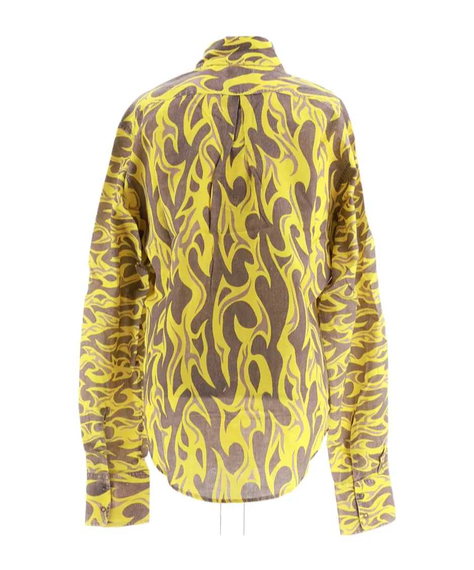 Flame-Print Canvas Shirt