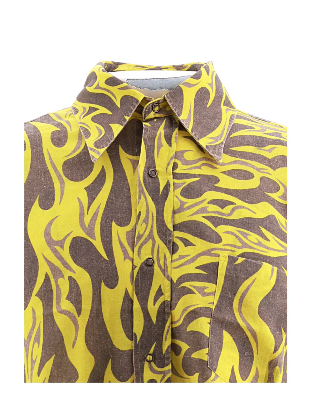 Flame-Print Canvas Shirt