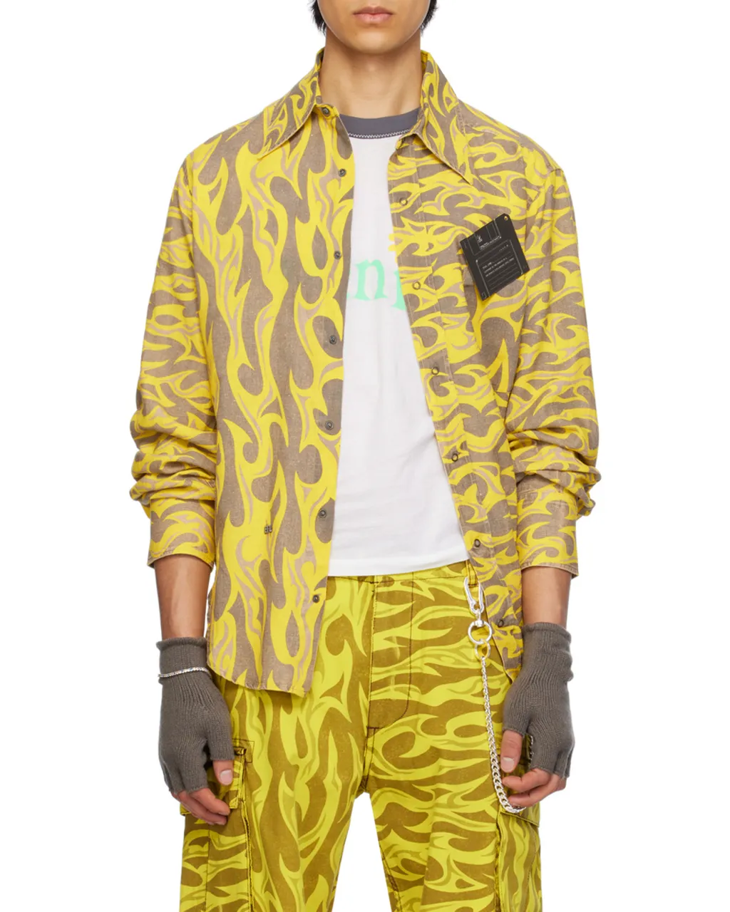 Flame-Print Canvas Shirt