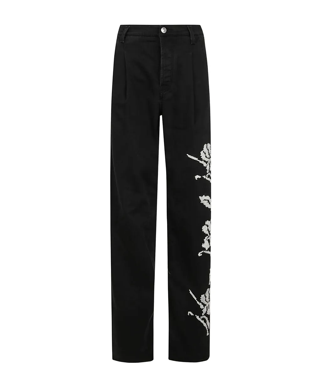 Embroidered Baggy Jeans
