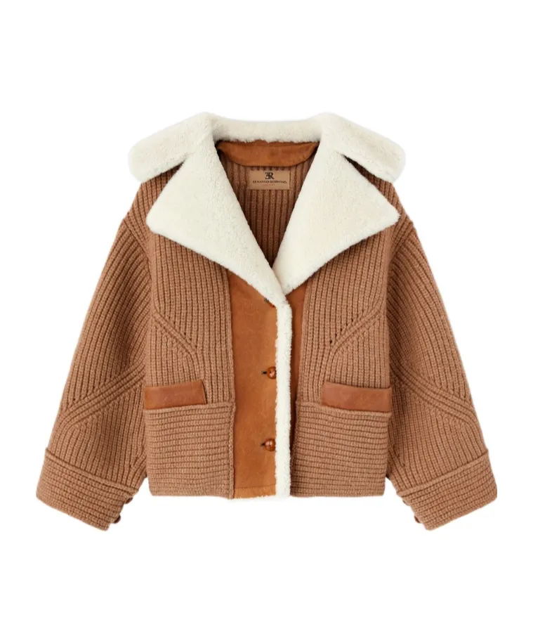 Shearling Panelled-Knit Jacket