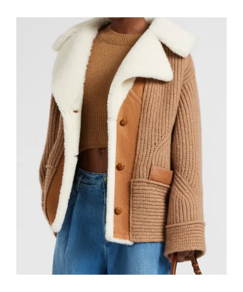 Shearling Panelled-Knit Jacket