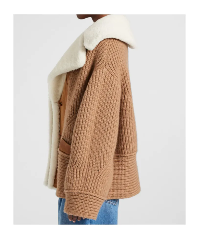 Shearling Panelled-Knit Jacket