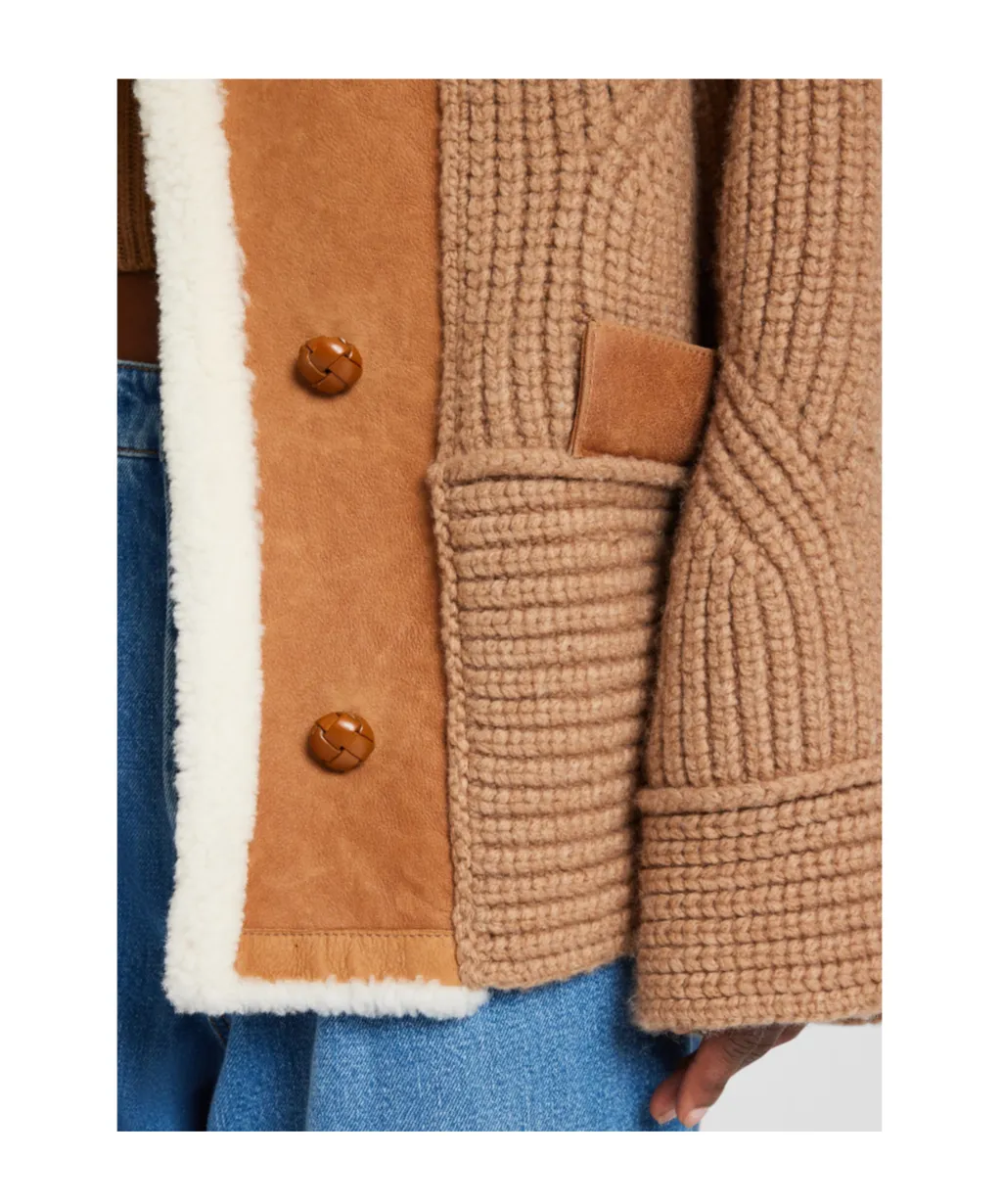 Shearling Panelled-Knit Jacket