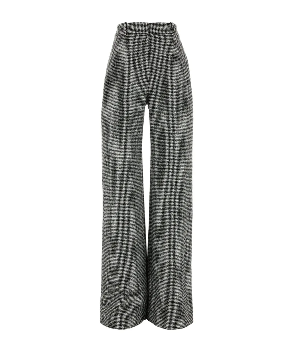 Houndstooth Wide-Leg Pants