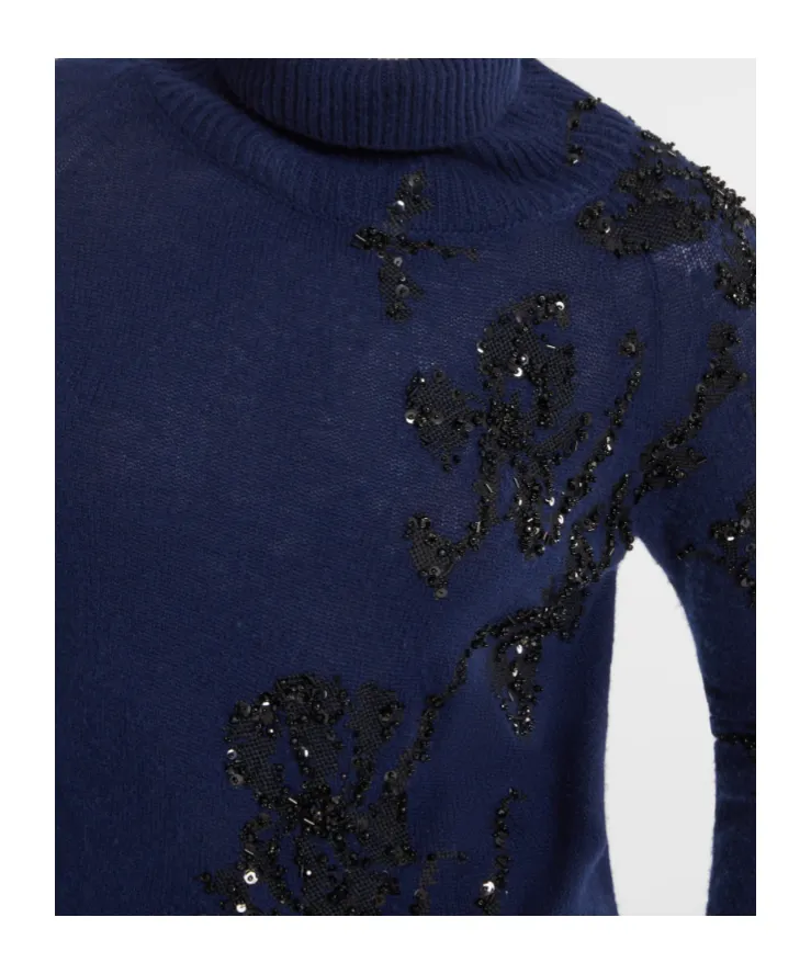 Embellished High Neck Sweater