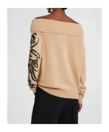Sequin-Embellished Boat-Neck Sweater