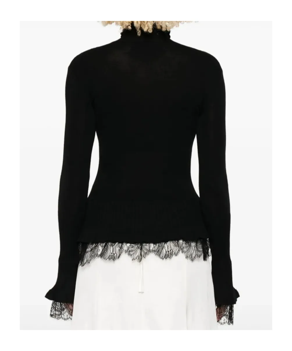 Lace-Trimmed Ruffled Sweater