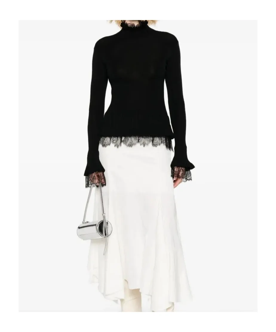 Lace-Trimmed Ruffled Sweater
