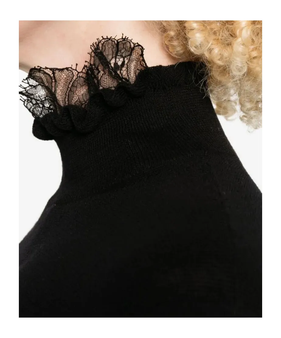 Lace-Trimmed Ruffled Sweater