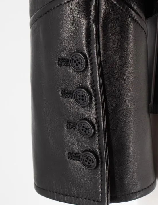 Shearling-Collar Leather Jacket