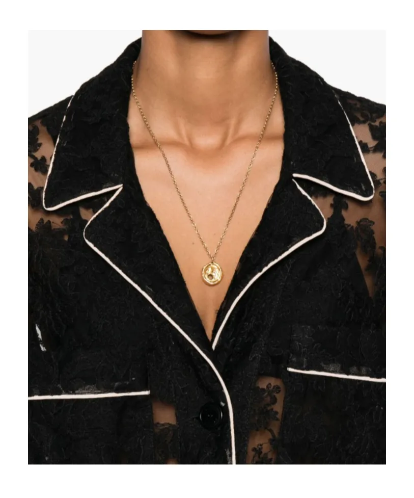 Lace-Panelled Button-Up Shirt