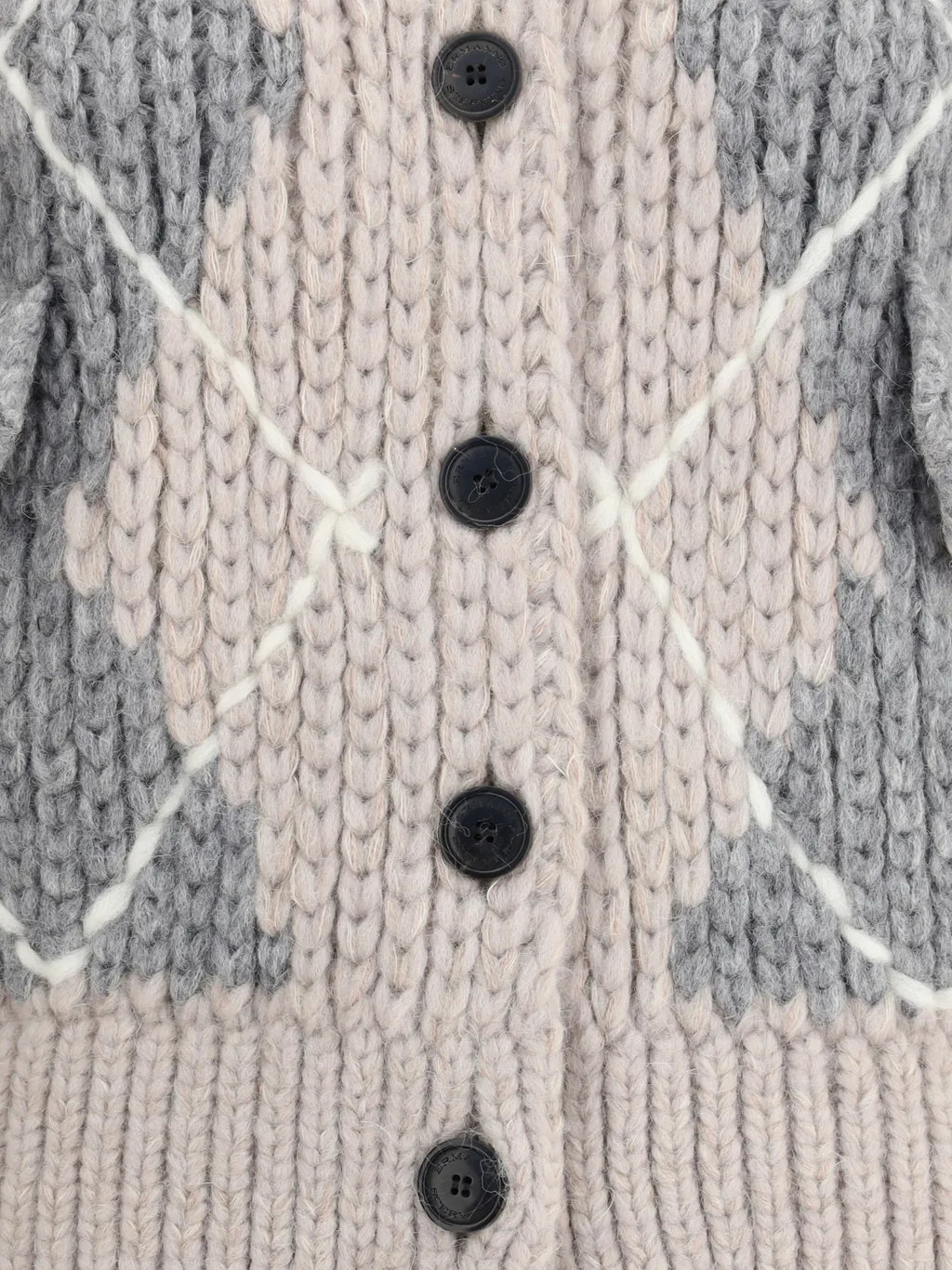 Argyle-Pattern Knitted Cardigan