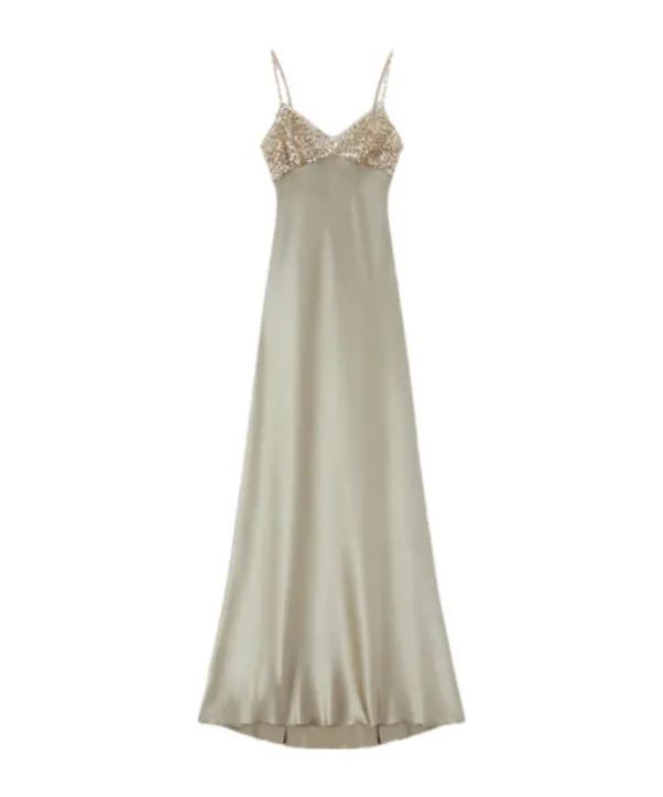 Sequin-Embellished Strap Dress