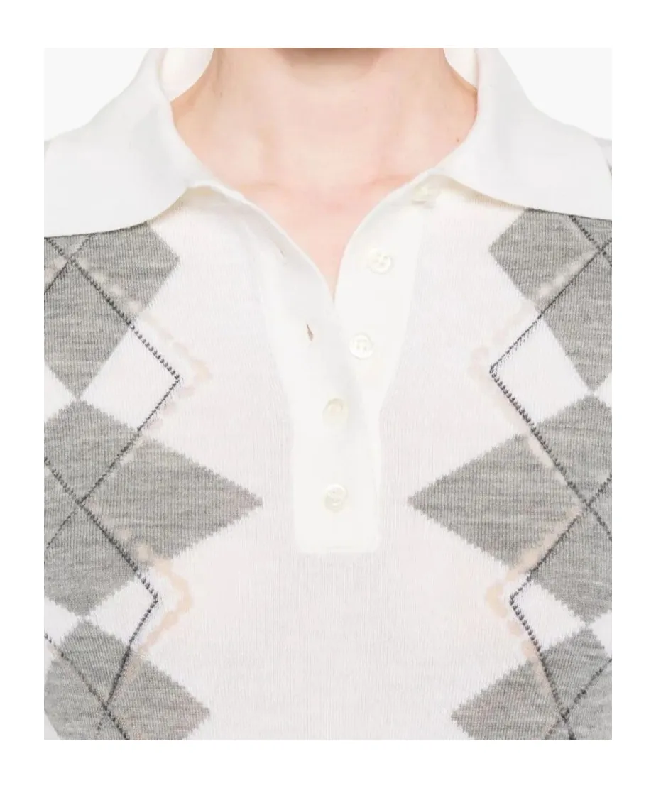 Diamond-Pattern Polo Top
