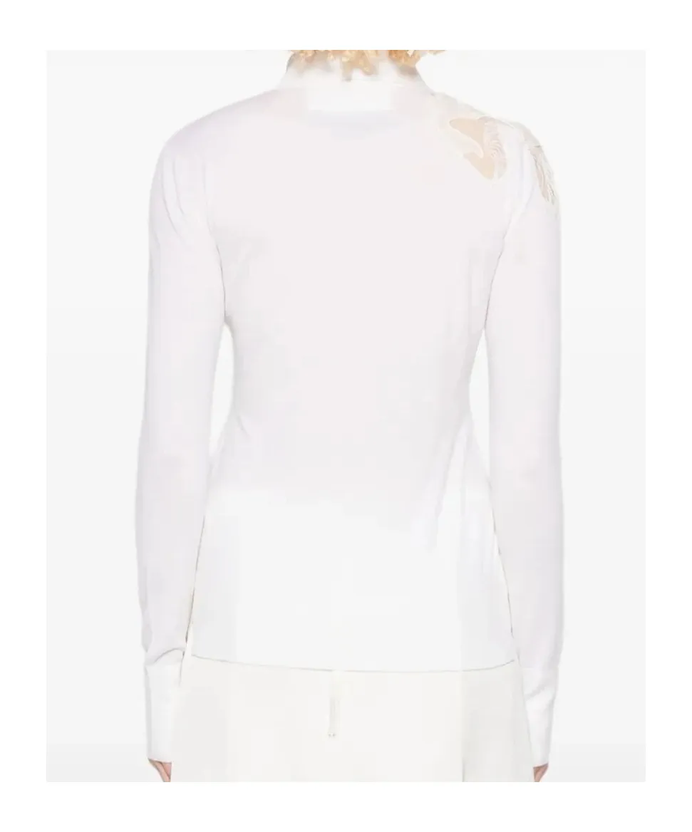 Lace-Embellishment Polo Top