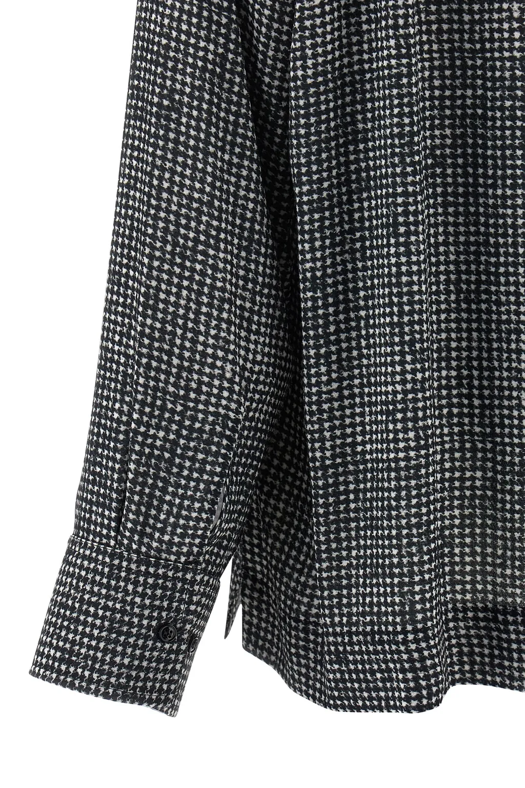 Houndstooth-Pattern Long Sleeved Shirt