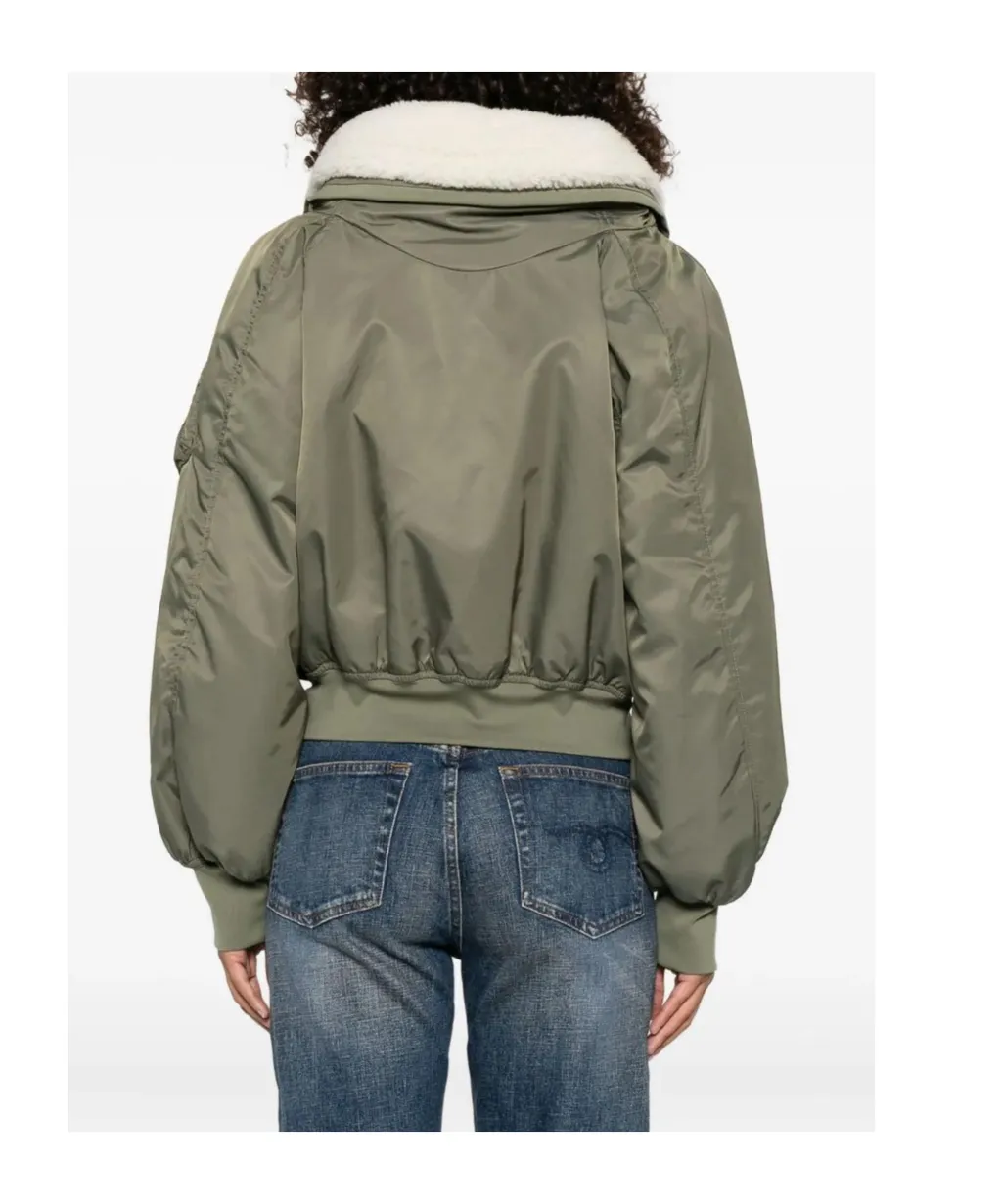 Logo Embroidered Hooded Bomber Jacket