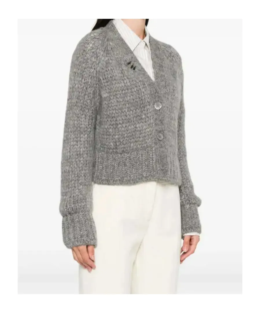 Button-Embellished Knit Cardigan