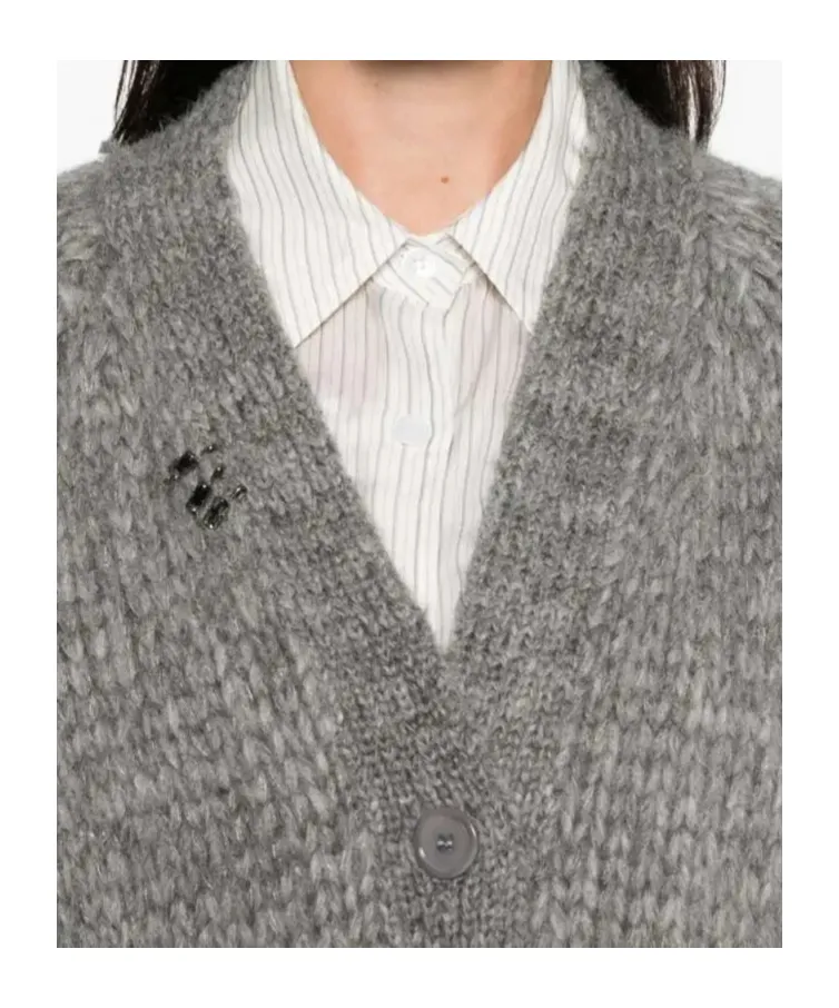 Button-Embellished Knit Cardigan