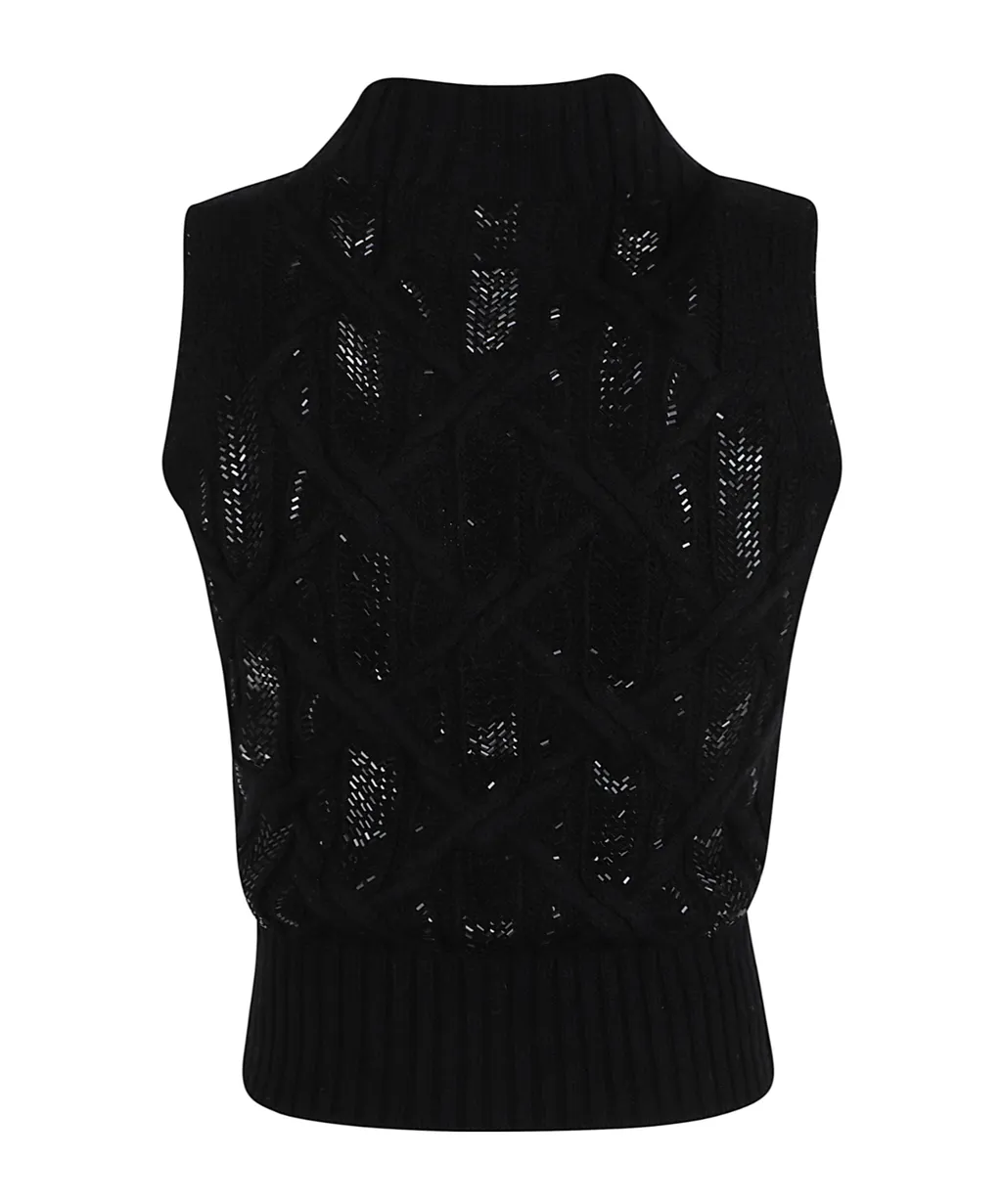 Beaded Sleeveless Sweater