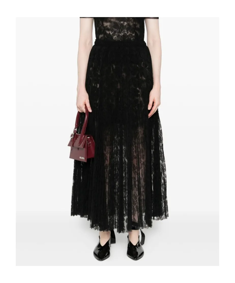 Lace Midi Pleated Skirt