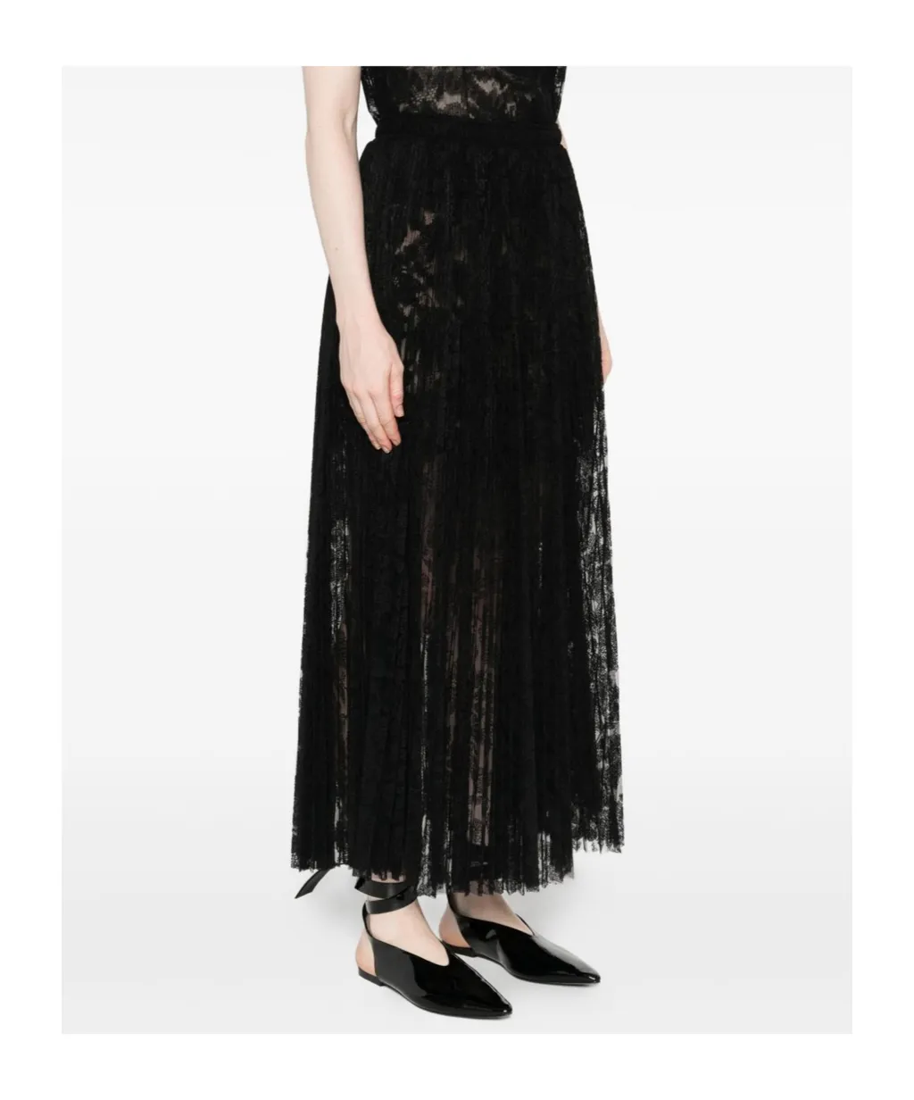 Lace Midi Pleated Skirt