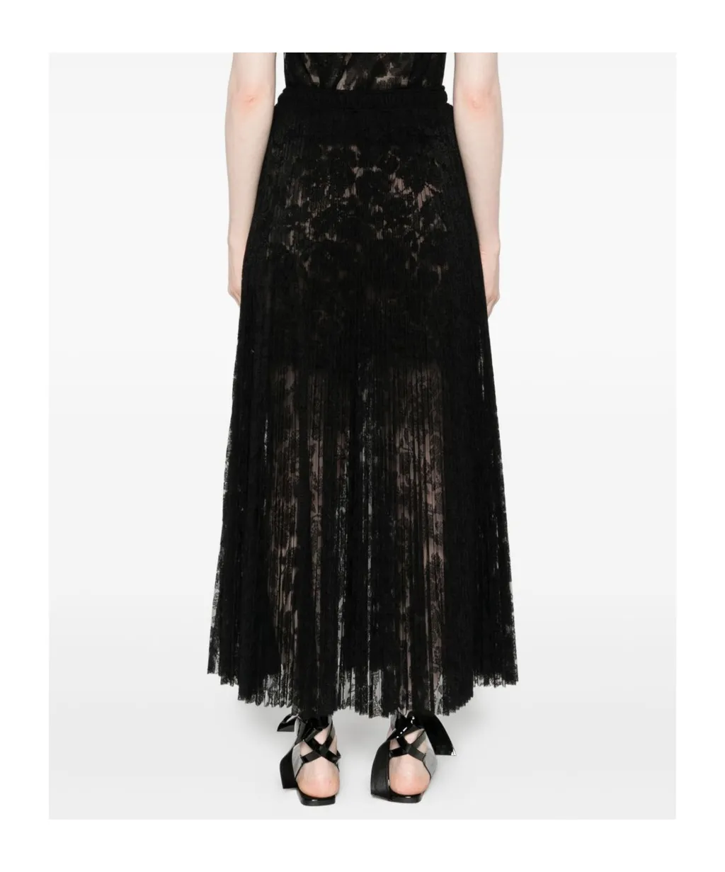 Lace Midi Pleated Skirt