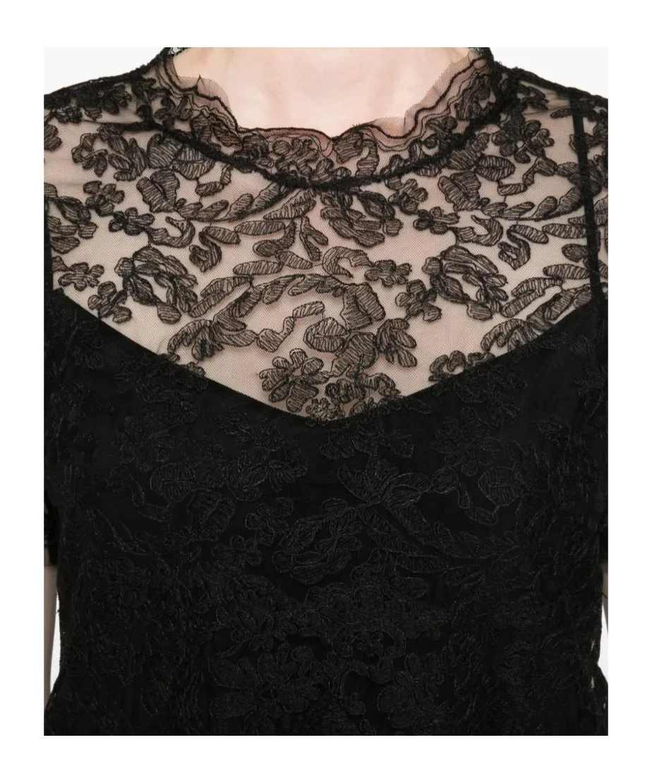 Floral-Lace Short-Sleeve Top