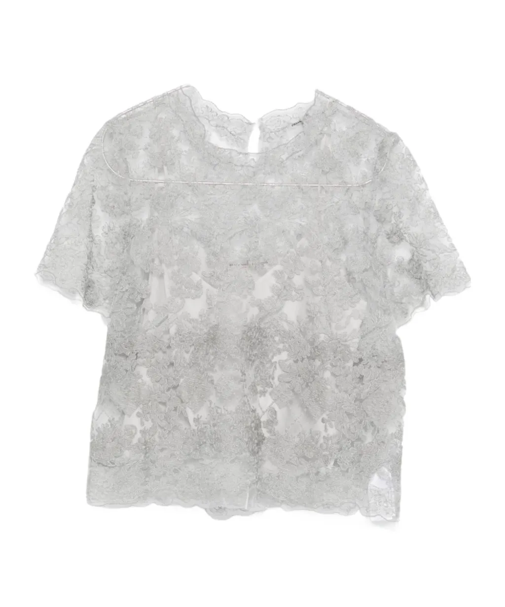 Lace-Trimmed Short-Sleeved Top