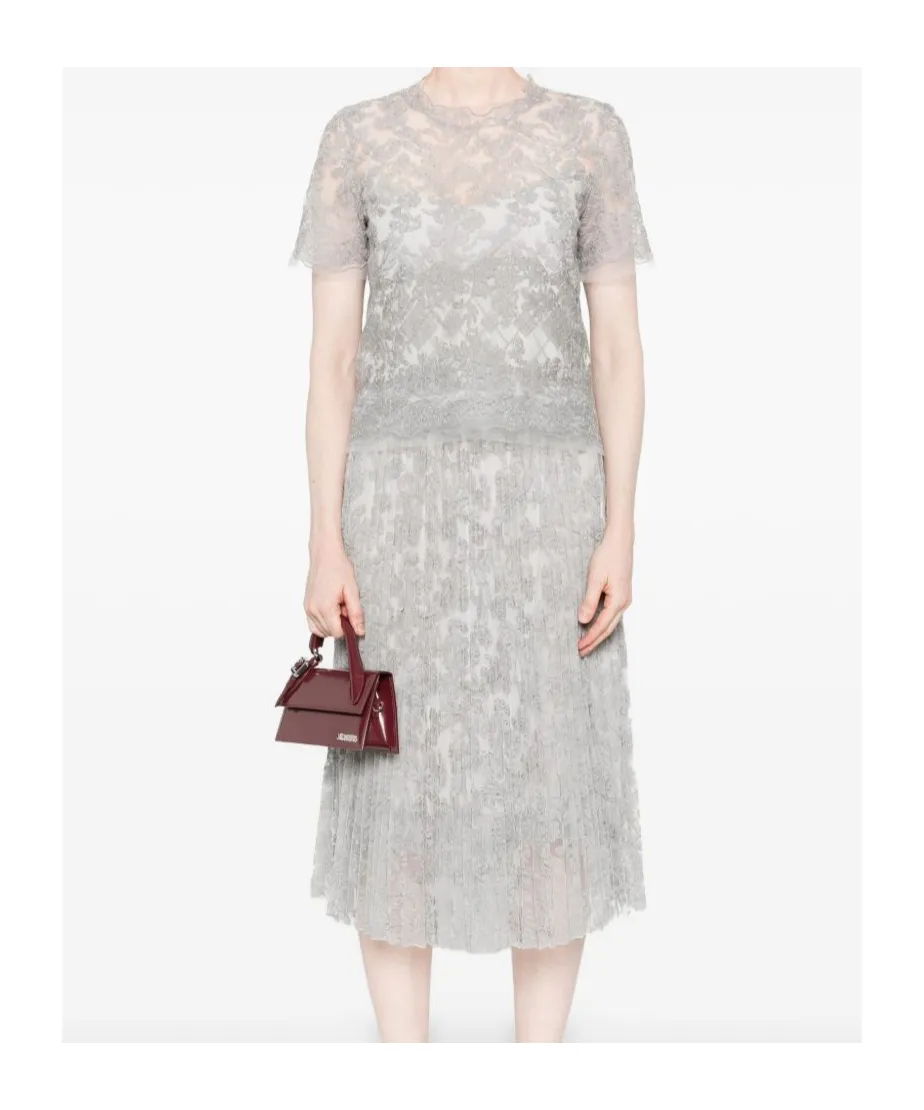 Lace-Trimmed Short-Sleeved Top