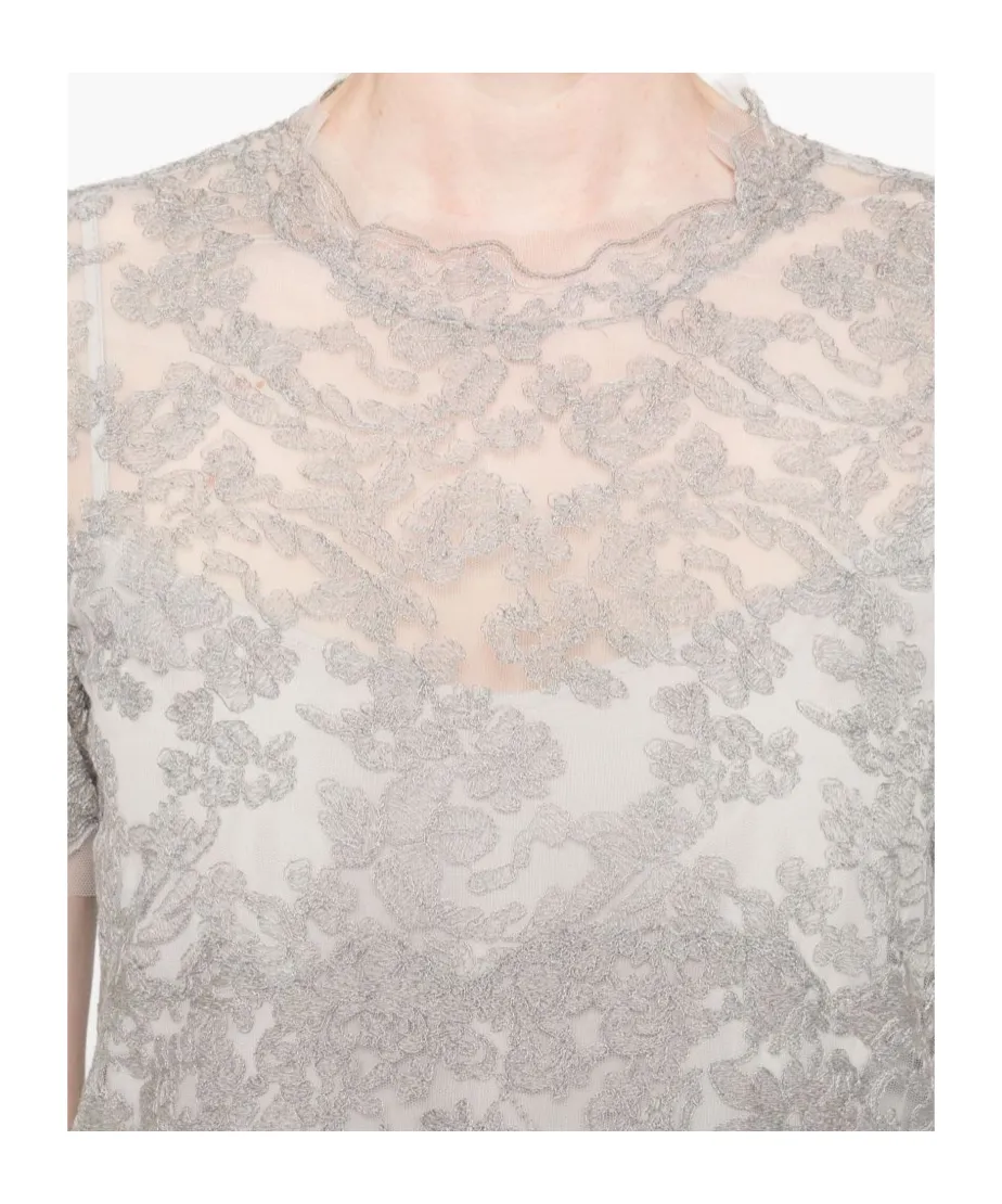 Lace-Trimmed Short-Sleeved Top