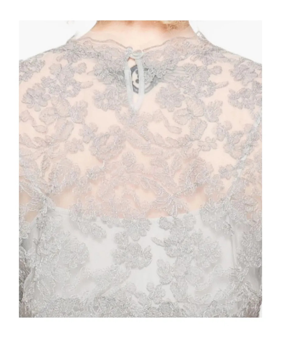 Lace-Trimmed Short-Sleeved Top