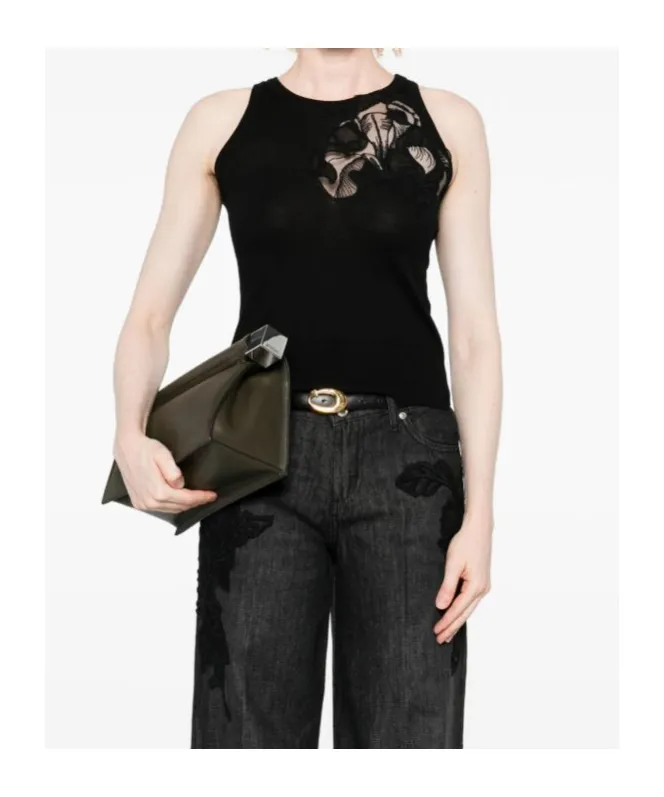 Floral-Embroidery Sleeveless Vest